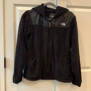 Black size small The North Face faux fur/nylon hooded jacket